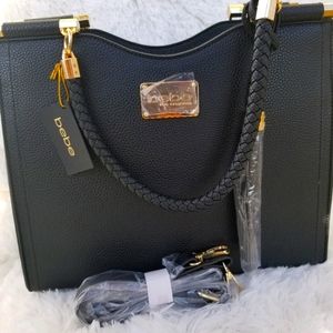 NWT Bebe Satchel-Black and Gold